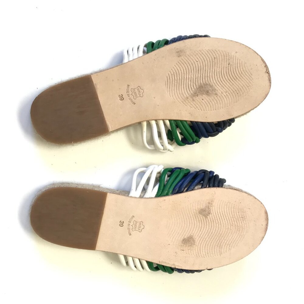 Anthropologie Marea Leather Braided Espadrille Sandals Slides Womens 39 9 Blue - Picture 10 of 11